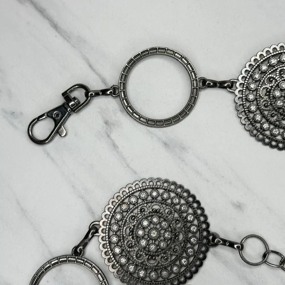 Rhinestone Black Metal Chain Link Belt One Size (OS) ✨